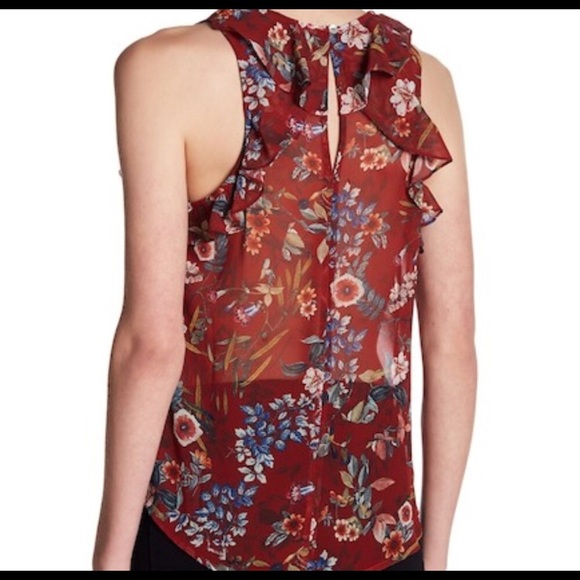 SOLD! Willow & Clay Deep Red Floral Blouse NWT - Picture 3 of 5